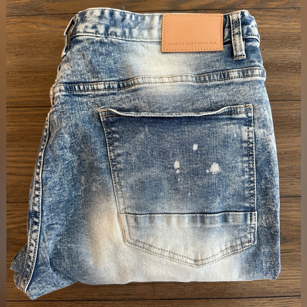 Smoke Rise Denim Men's Faded Blue Jeans Size 40x32